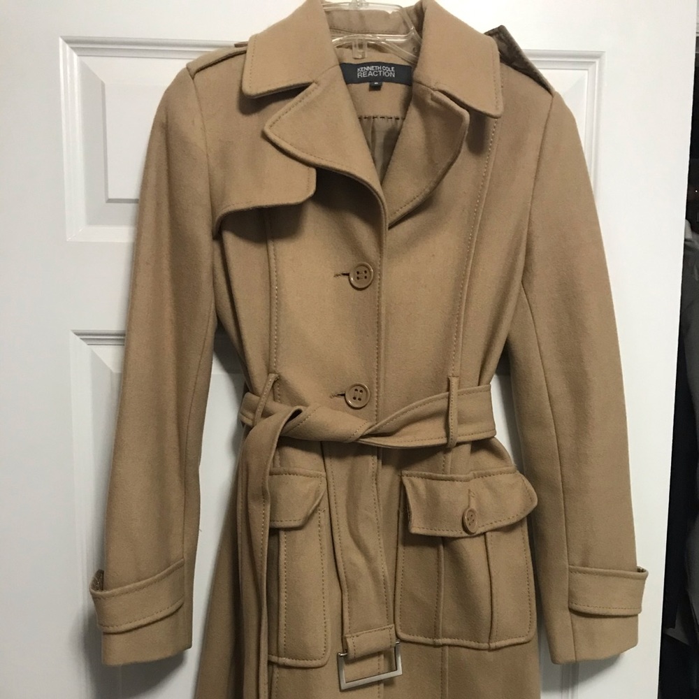 Kenneth Cole Reaction Wool Trench Coat Size 6